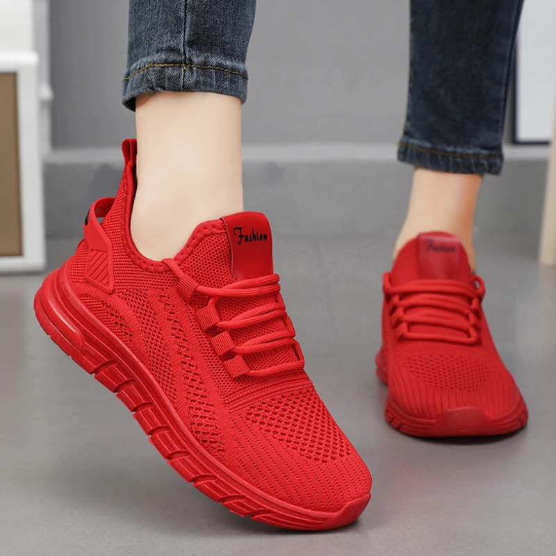 Women Casual Sneakers Lace-up Gym Vulcanized Shoes White Female Footwear Fashion Breathable Walking Mesh Flat Shoes Trainers