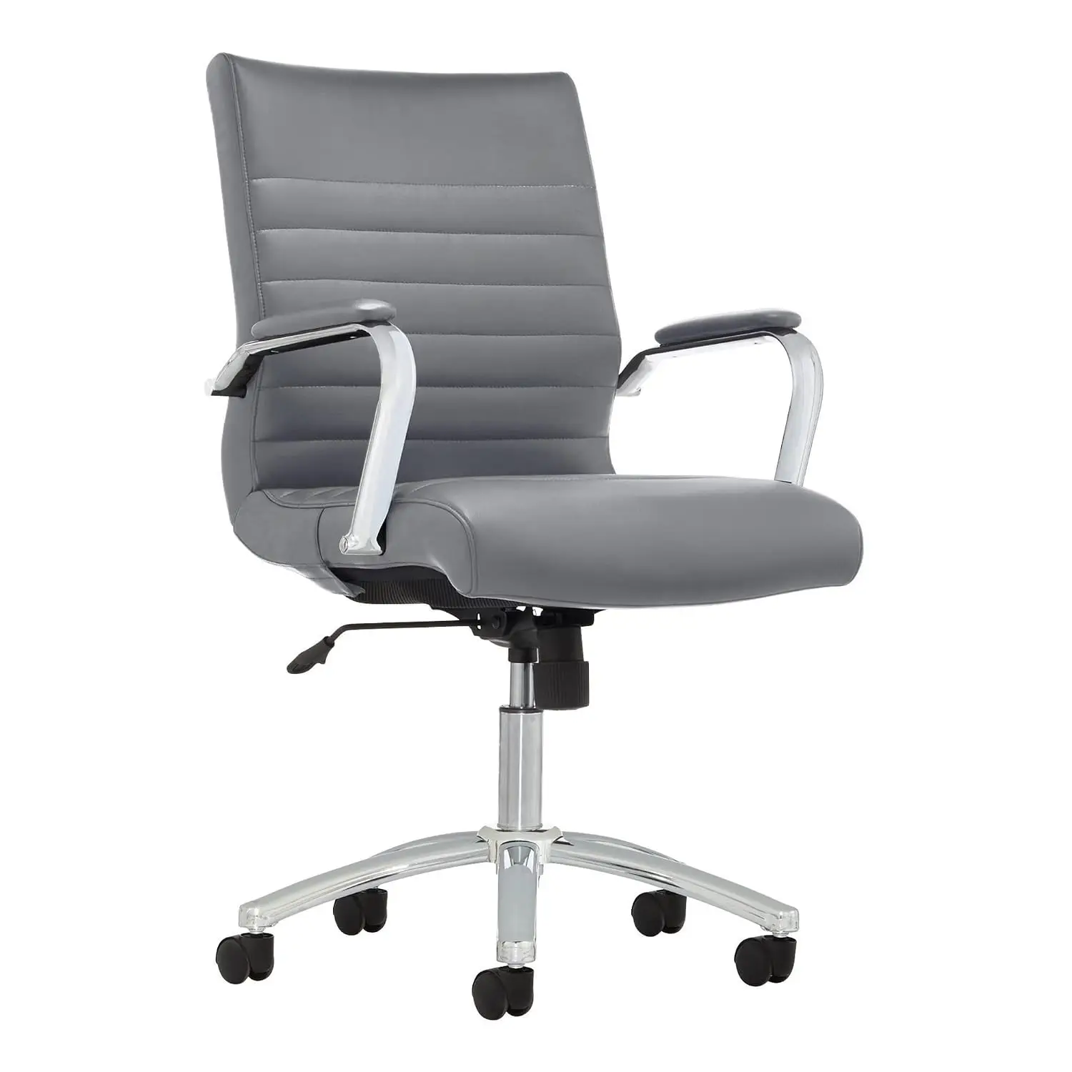 Modern Comfort Mid-Back Office Chair, Ergonomic Bonded Leather Executive Seat, Gray, Customized