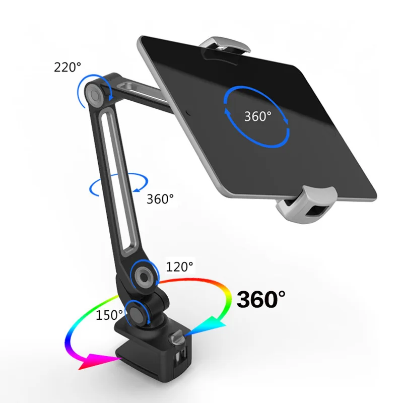 Aluminum Tablet Stand Adjustable Long Arm Holder Clamp Sucker Base Mount for iPad Pro 12.9 Air Mini Digital Drawing Tablet Mipad