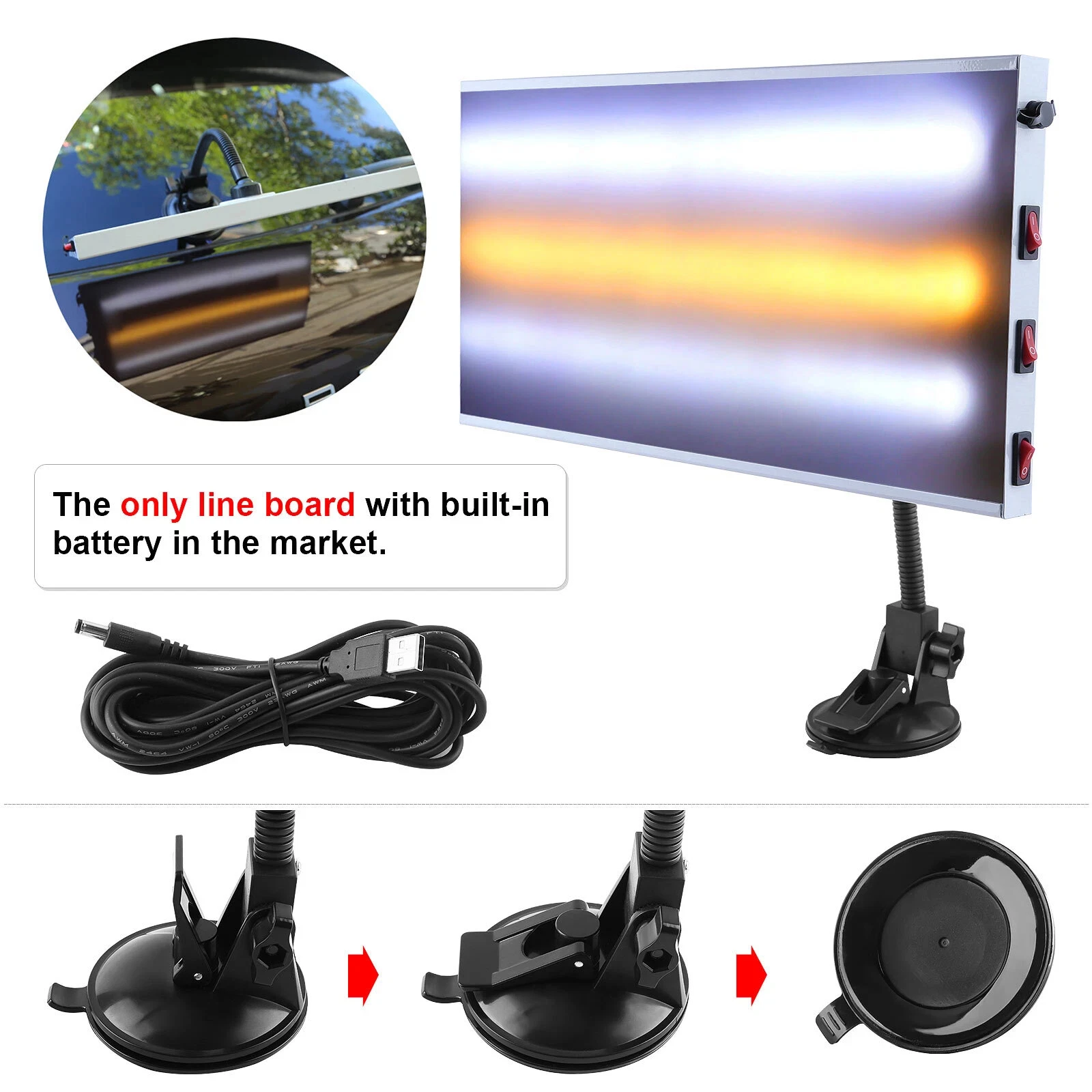 Professional Dent Repair Tool LED Light Super PDR Dent Repair Auxiliary Tool Line Board Light Dent Reflector Car Dent Detection