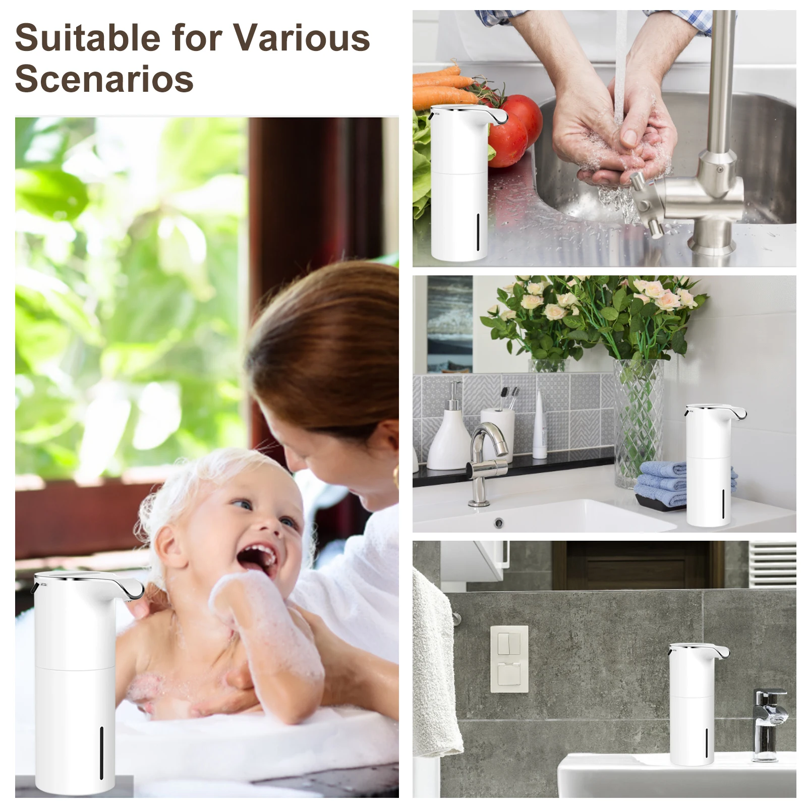 USB التلقائي رغوة موزع صابون Touchless قابلة للشحن موزع الذكية غسل اليد آلة الرغوة المطهر