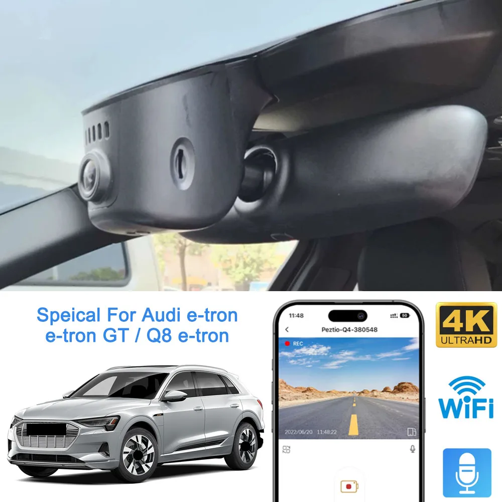 Cámara de salpicadero Mrec 4K Wifi cámara Dual frontal trasera Auto Dashcam Etron Dash Cam para Audi e-tron Etron 50 55 Q8 E tron RS Etron GT