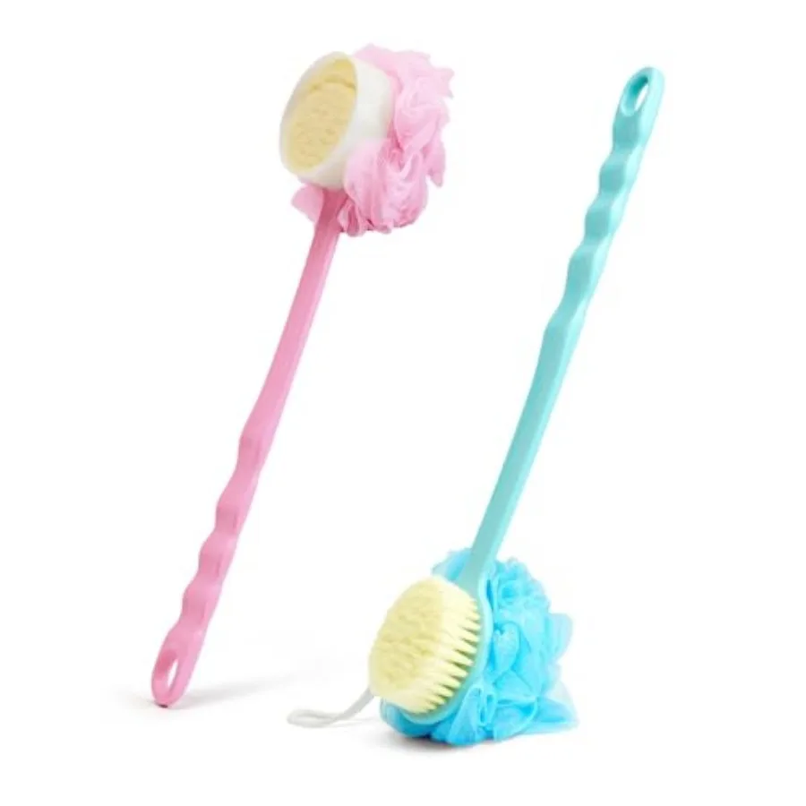 

2 Pack Body Brush, Long Handle Shower Back Scrubber, Mesh Sponge for Skin Exfoliating Bath, Massage Bristles Suitable for Wet o