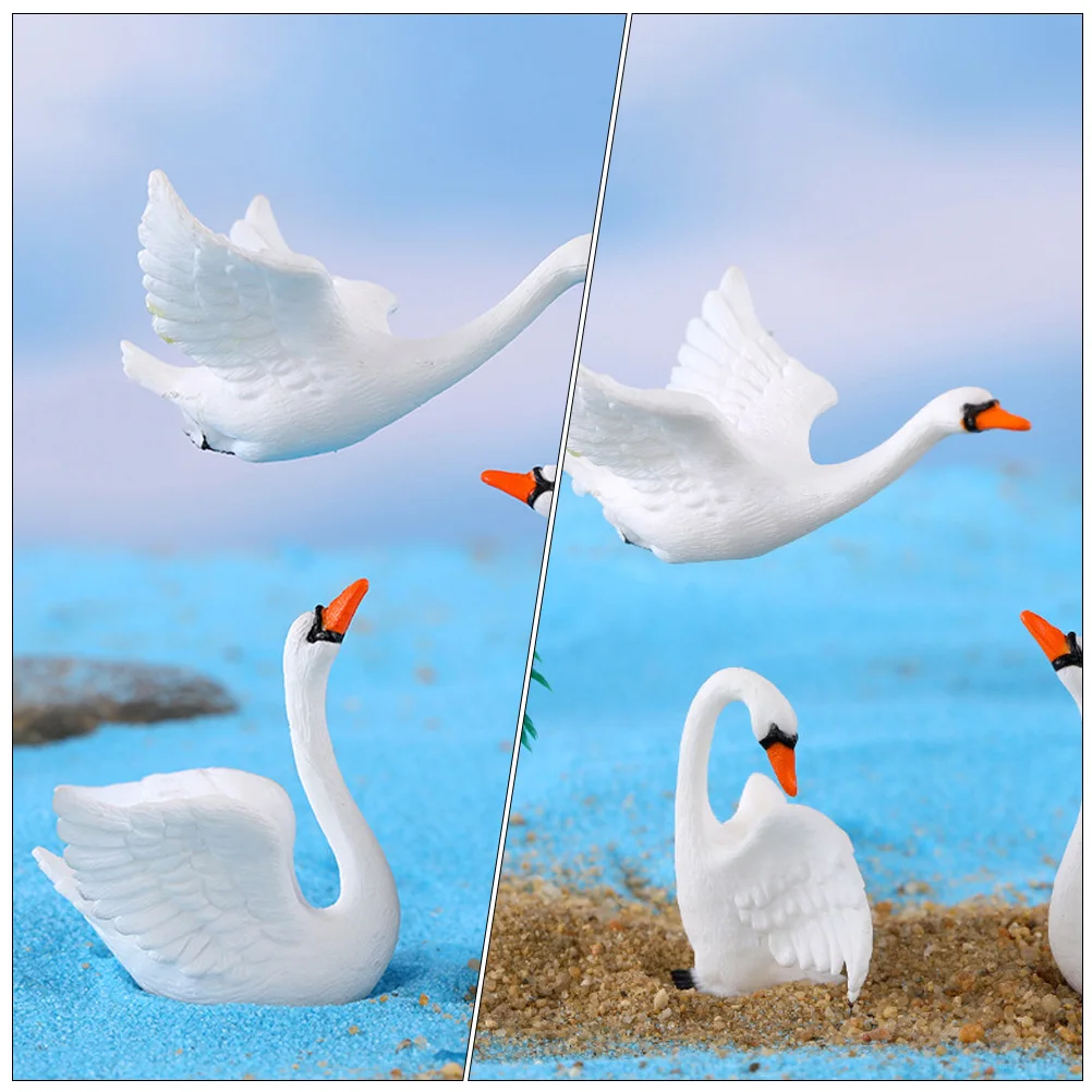 

4 Pcs Mini Swan Decoration Ornaments Figures Decors Decorations Elegant Miniature Figurine Garden Figurines Statue Desktop