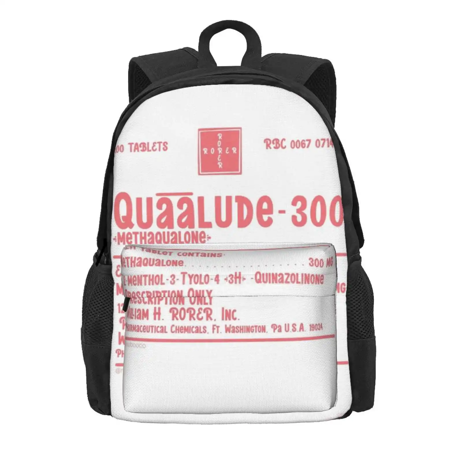 Quaalude Rx Hot Sale Schoolbag Backpack Fashion Bags Rorer Qualuude Pills Relax Housewife Housewives Wolf Of Wall Street