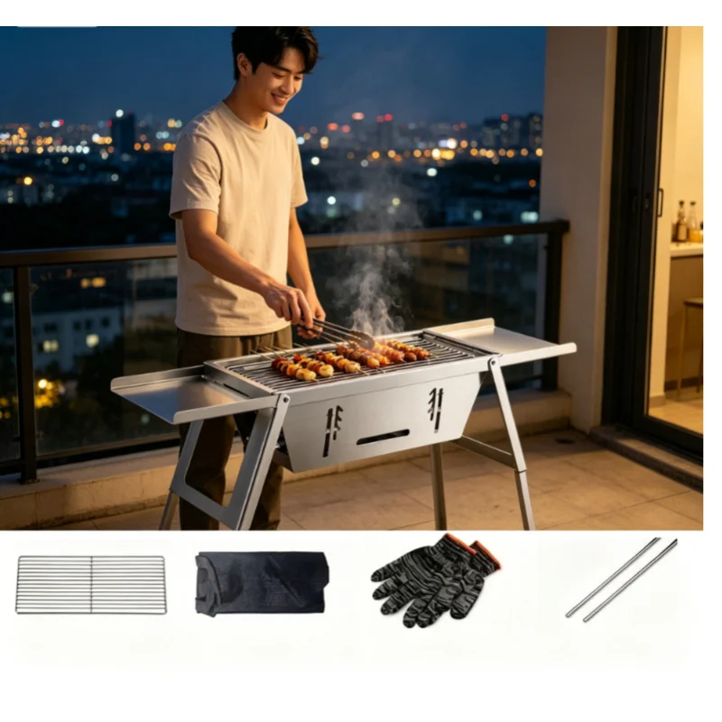 Verstärkter Edelstahl Tragbarer Holzkohlegrill Sekundenschnell Faltbarer …