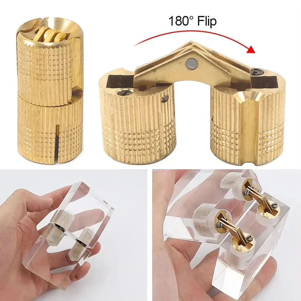 New 8-18mm Brass Hinges Invisible Concealed Barrel Hinge Cylindrical Hidden Hinges Cupboard