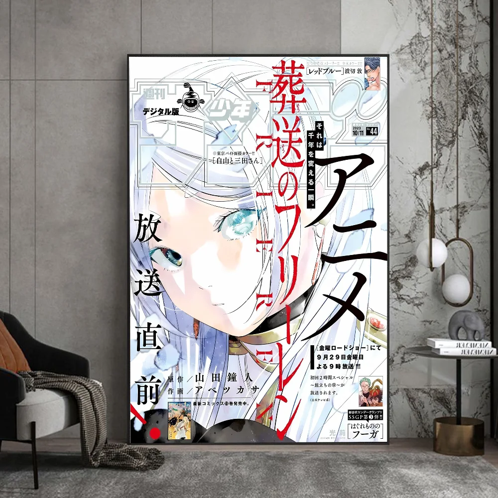 Frieren Anime Girl Poster Anime Posters Sticky Waterproof Paper Sticker Coffee House Bar Kawaii Room Decor