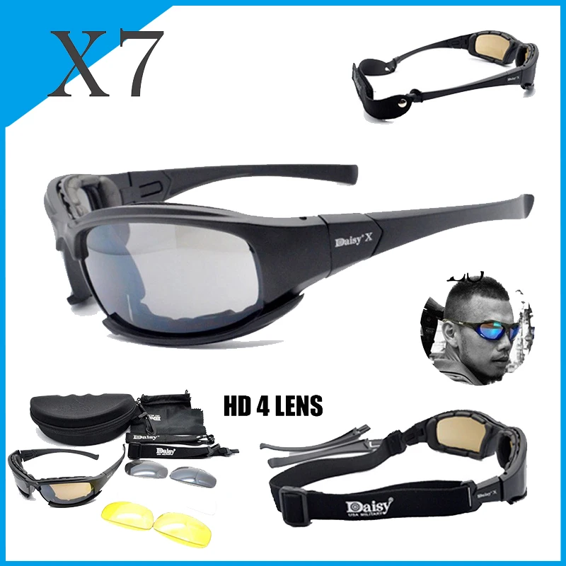 Tactical X7 C5 Polarized Glasses Shooting Airsoft Paintball Safety Goggles Outdoor Hunting Sunglasses Cycling Glasses