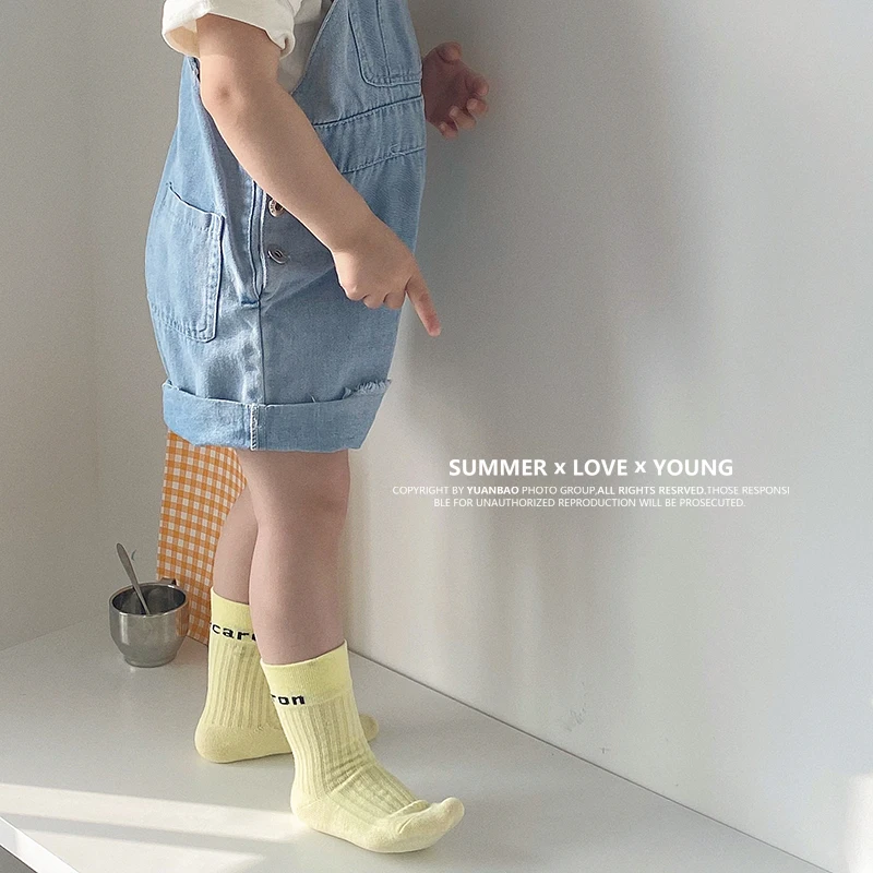 

Cotton Solid Cute Kids Ankle Socks 3 Pairs Letter Non- slip Comfortable Soft Breathable Children's Sweet Socks For Baby Girls