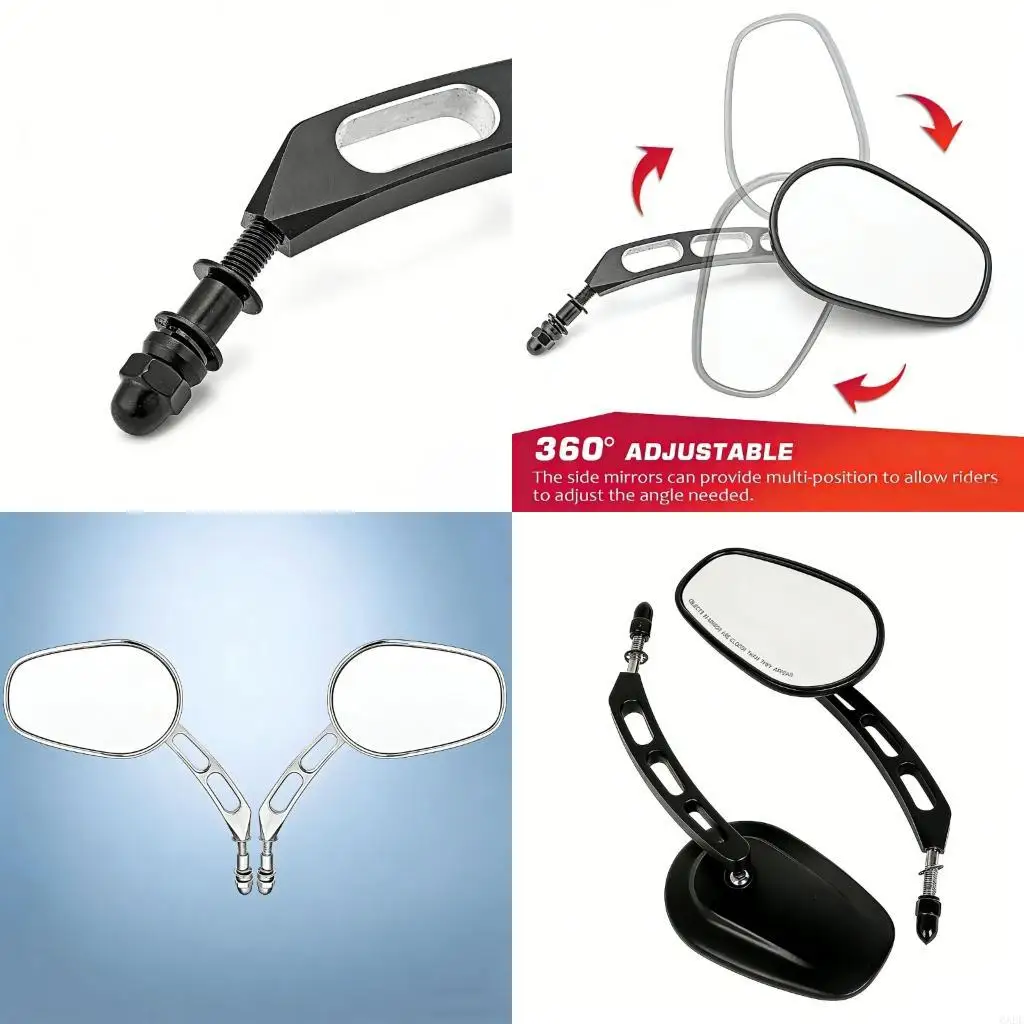 6XDF 2 Pieces High Quality Curved Visibility Mirrors With 360 Degree Adjustable Ball Joint For Big Frame Models