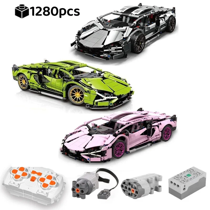 Technical Super Sports Car Lamborghinied Power Motor Control Building Blocks MOC 42115 City Speed Vehicle Bricks Toys Kid Gift