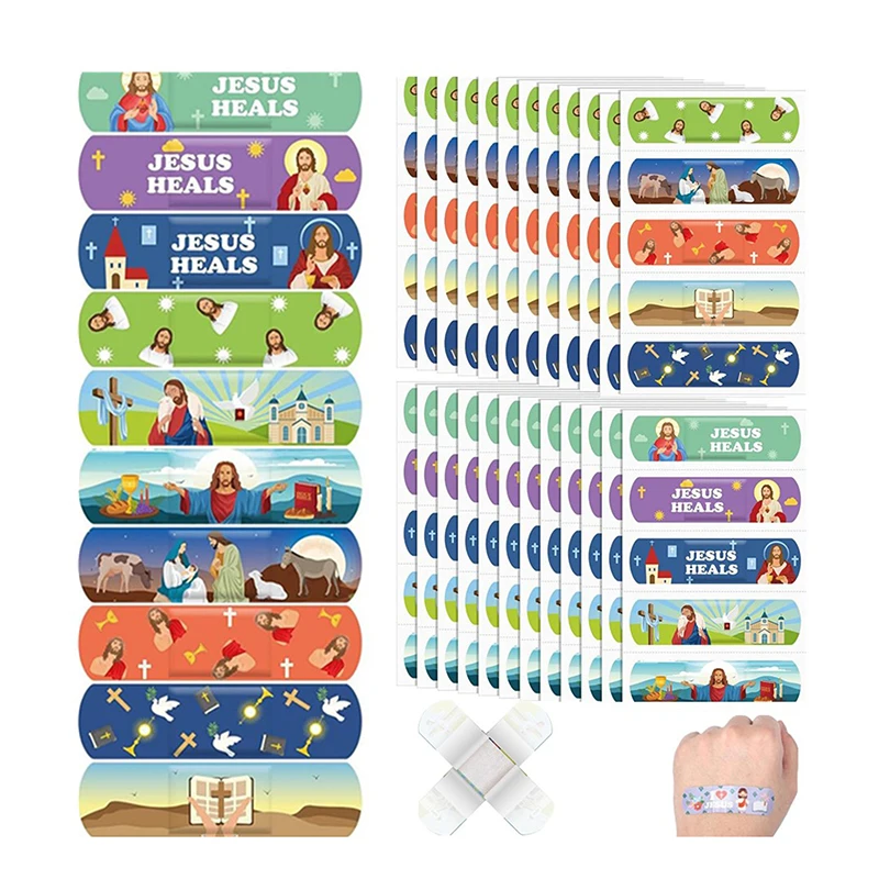 10 Cartoon Jesus Band Aid Waterproof Breathable Hemostasis Adhesive Bandages First Care Cuts Scratches Band-Aids For Kids