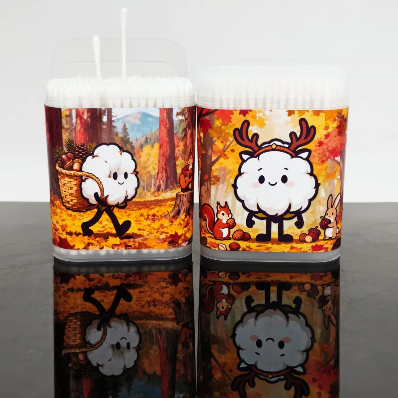 400개/600개 추수감사절 테마 면봉 볼 스크럽 박스 정밀 축 면봉