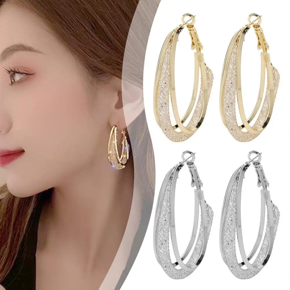 1 Pair Hoop Earrings Ear Cuff Classic Round Circle Earrings Fashion Activity Women Lymphatic Earrings Oval Jewelry L5U1