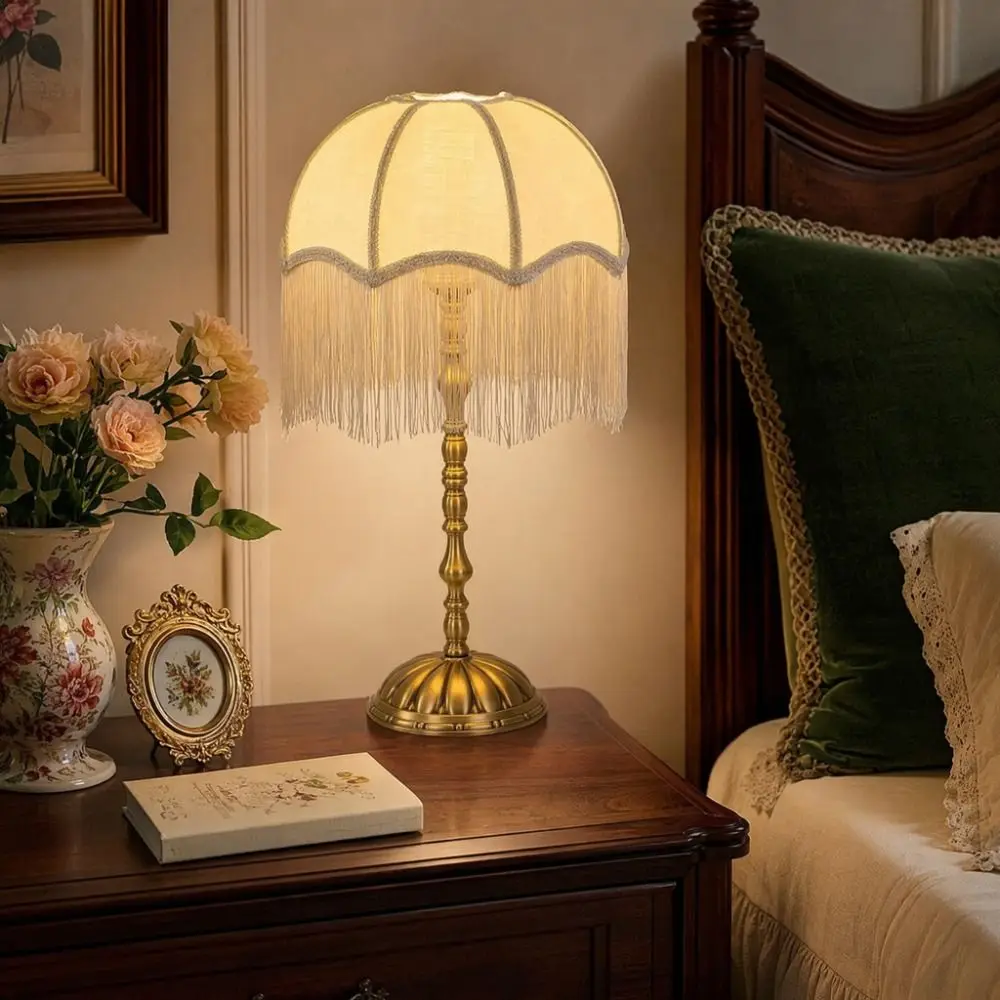 20CM 25CM 30CM Fabric Lampshade European-style Vintage Style Tassels E27 Lampshade Easy To Replace Premium Feel Retro Lampshade