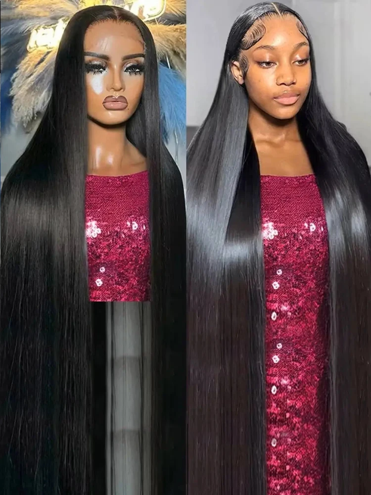 40 50 Inch 250 Density 13X4 Frontal Wig For Black Women Brazilian Human Hair 13X6 Bone Straight HD Transparent Lace Front Wigs