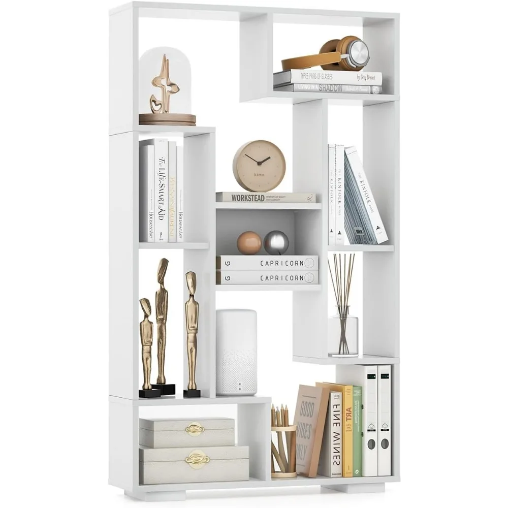 

Giantex 47-Inch Bookshelf, Modern Wooden Geometric Bookcase with Open Shelves, Anti-Tipping Kits, Wood Book Case Shelf, Open Cub