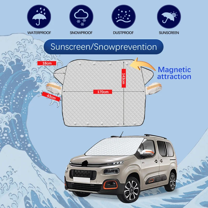For Citroen Berlingo B9 Eurovans Saxo Car Winter Windshield Snow Cover Frost Protection Anti-ice Front Windscreen Cover