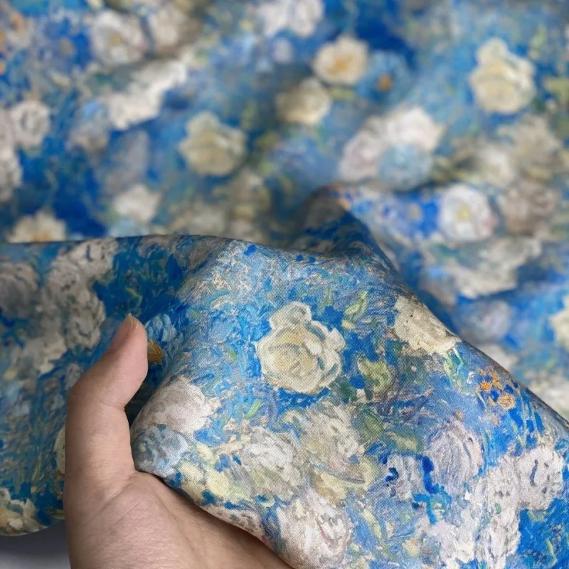 النفط اللوحة طباعة 80s القطن رايون الساتان النسيج الحرير مثل بارد تنفس النسيج تشيباو منامة فستان المرأة ملابس عصرية #2