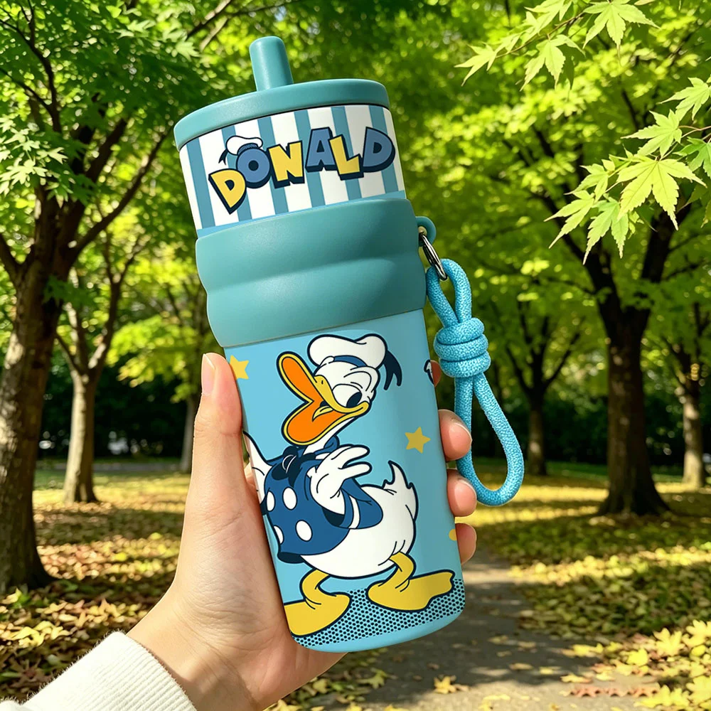 1pc 25oz Disney Donald Duck Stainless Steel Tumbler Insulated Travel Mug with Straw Hanging Rope Portable Cup for Car Outdoor view 3