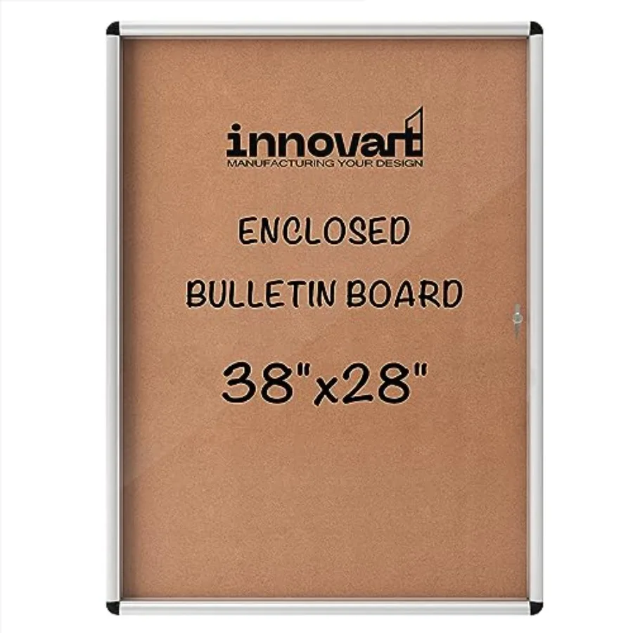 

Доска объявлений 38x28 дюймов, всепогодная, уличная, с закрытым корпусом, пробковая, с распашной запирающейся дверцей, алюминиевая рама, настенное крепление