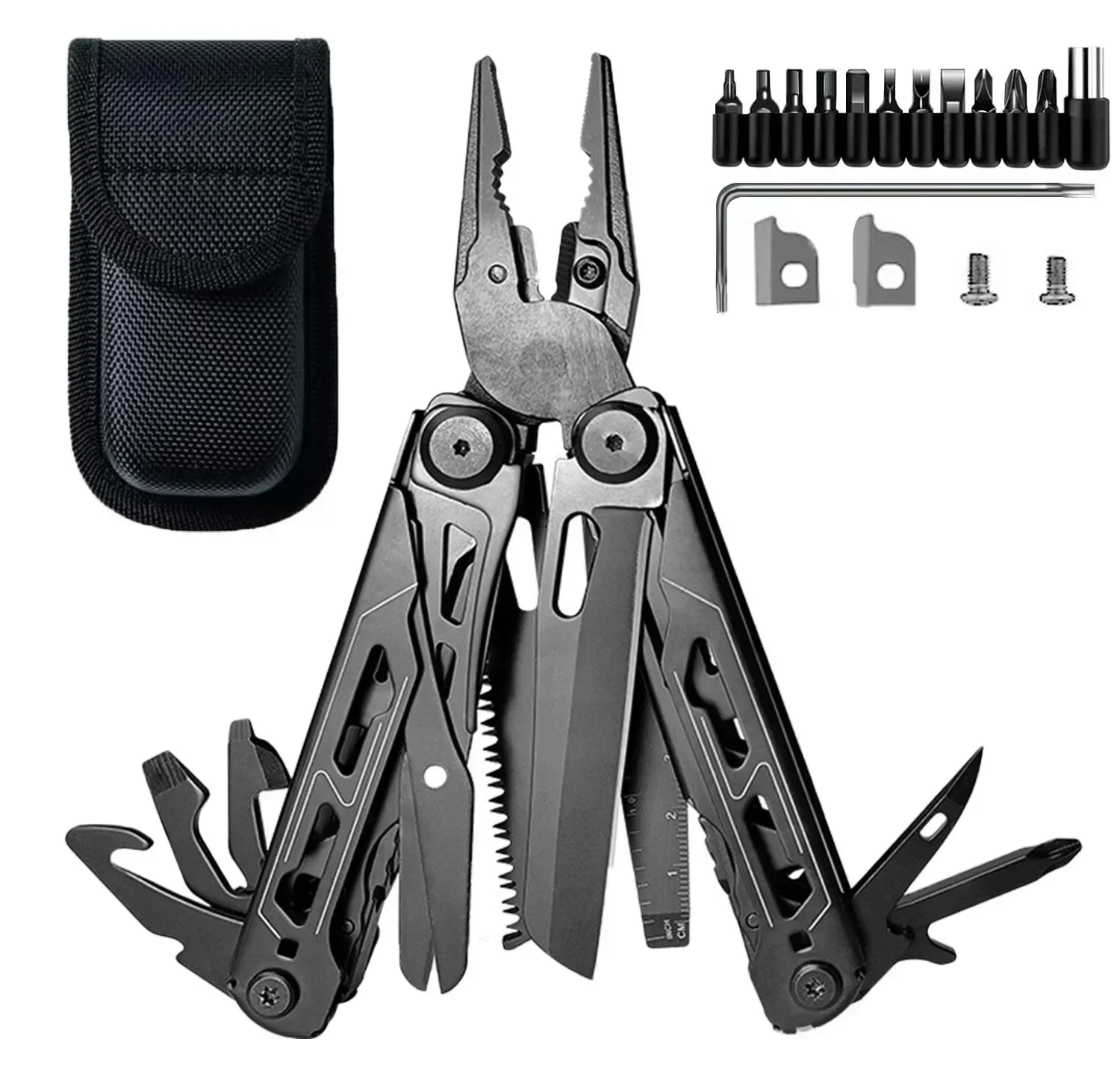 

28 in 1 Camping Multitool Multi Foldable Stainless Steel Plier Wire Stripper Outdoor Mini Portable Hand Tools Knife, Scissors