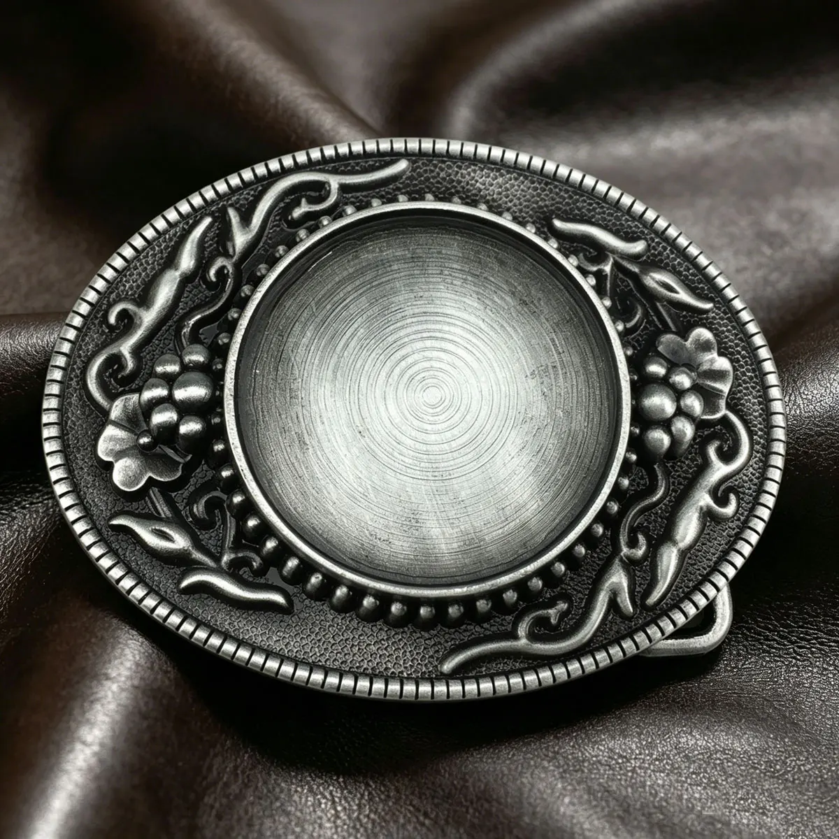 

Men's Retro Oval Blank DIY Design Belt Buckle Drop Shipping Fashionable Pearl Border Embossing Style for Belts 4cm