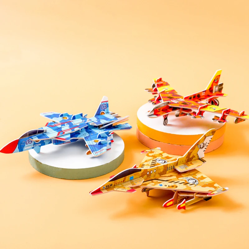 3D Paper Puzzle Kindergarten DIY Handmade Airplane Model Children\'s Early Childhood Education Puzzle Montessori Games