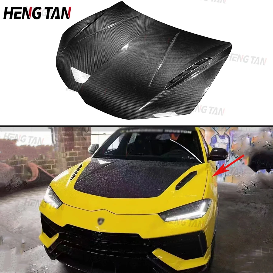 

For Lamborghini URUS 2023 P Style Dry Carbon Fiber Car Front Engine Hood Vent Cover Parts Upgrade body kit