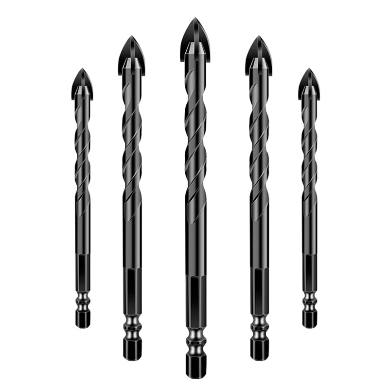 6mm/8mm/10mm/12mm Cross Hex Tile Carbide Drill Bits for Glass Ceramic Concrete Hole Saw Tile Carbide Triangle Bit Tool Kit