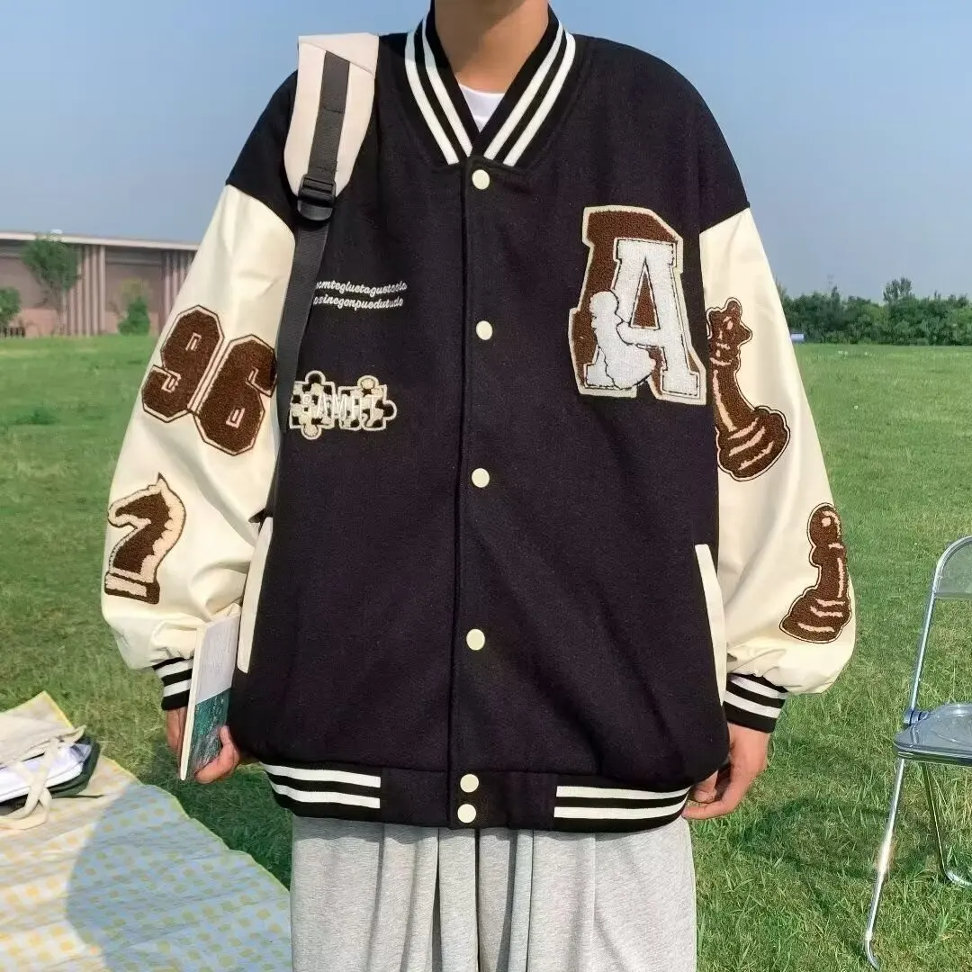 

Свободная мужская бейсбольная куртка на осень-зиму, большие размеры 250, повседневная верхняя одежда в американском стиле, модное пальто для пар
