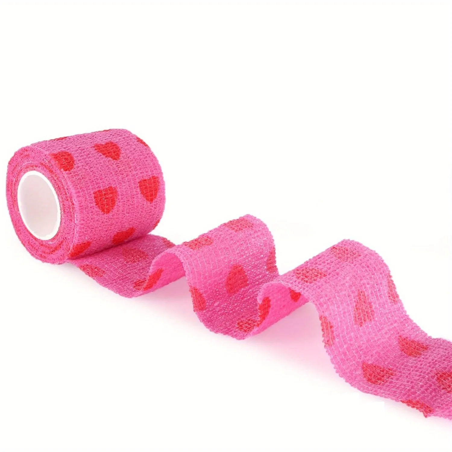 24/12/6 Rolls Tape Tattoo Handle Bandage Anti-slip Red Pink Heart Printed Elastic Self-adhesive Tape Tattoo Wrap Grip Cover