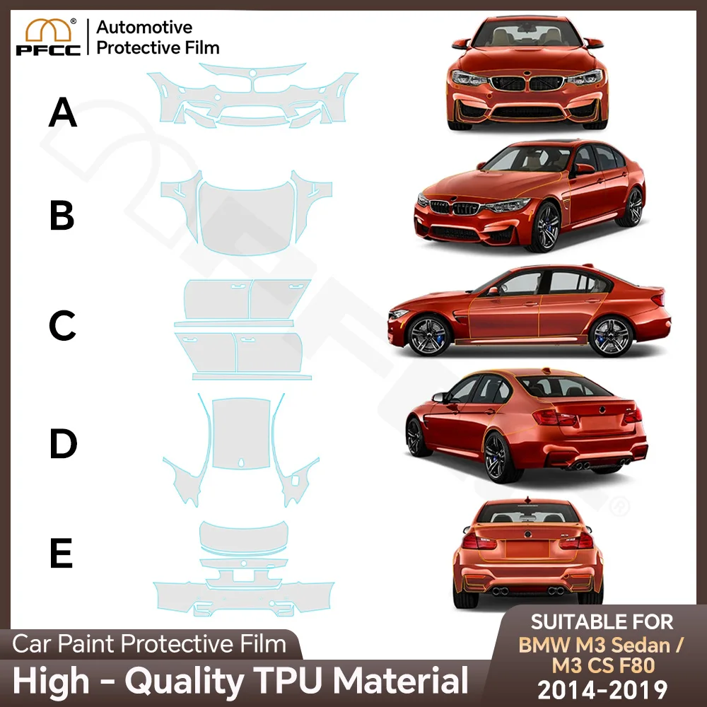 

TPU Paint Protection Film Clear Bra Car Body Anti-scratch Pre-cut PPF Resistant Repairable Kit For BMW M3 Sedan CS F80 2014-2019