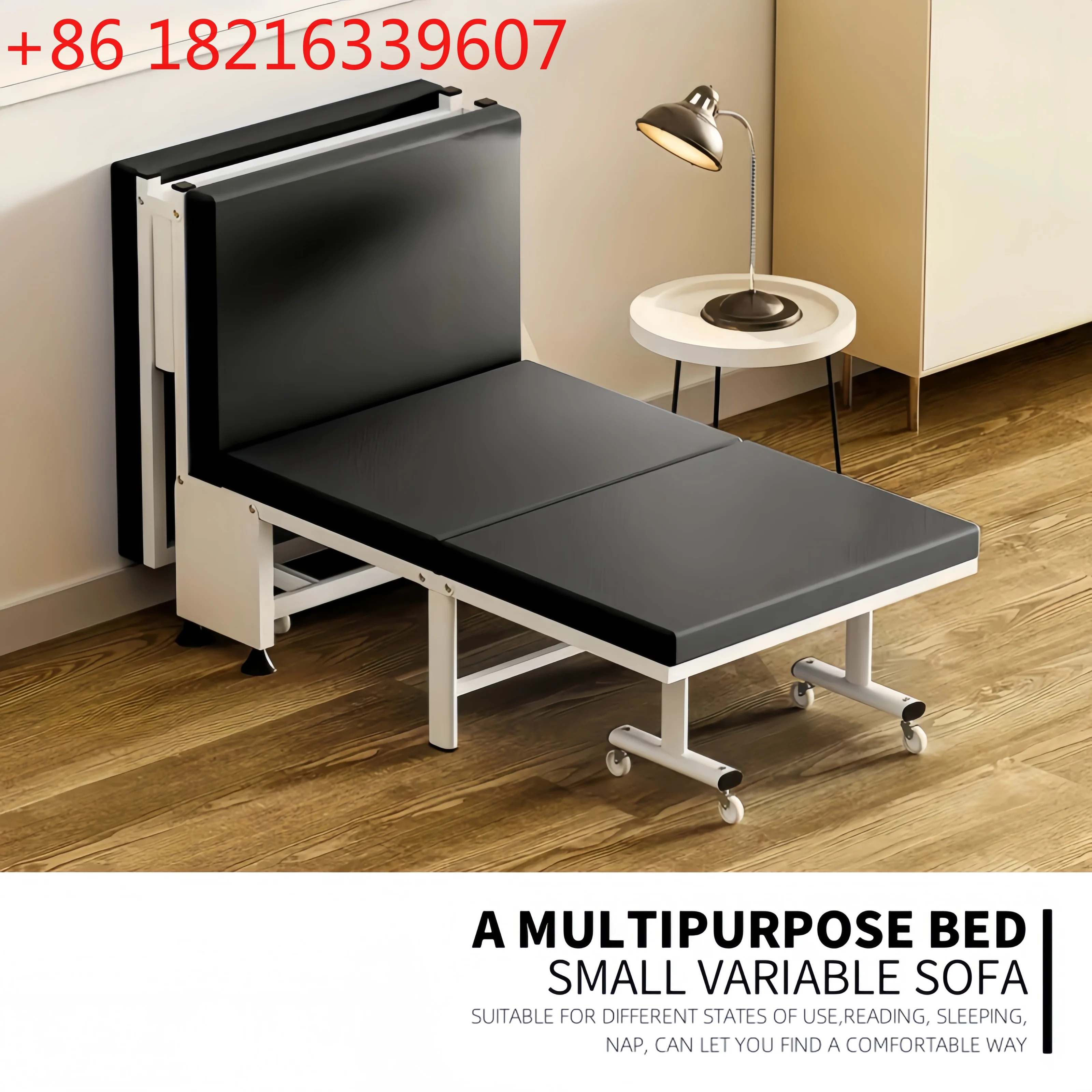 YAO 75inch Heavy-Duty Folding Bed, Thickened Steel Frame, Portable Folding Bed, Lockable Casters, Suitable for Office Naps, Frie