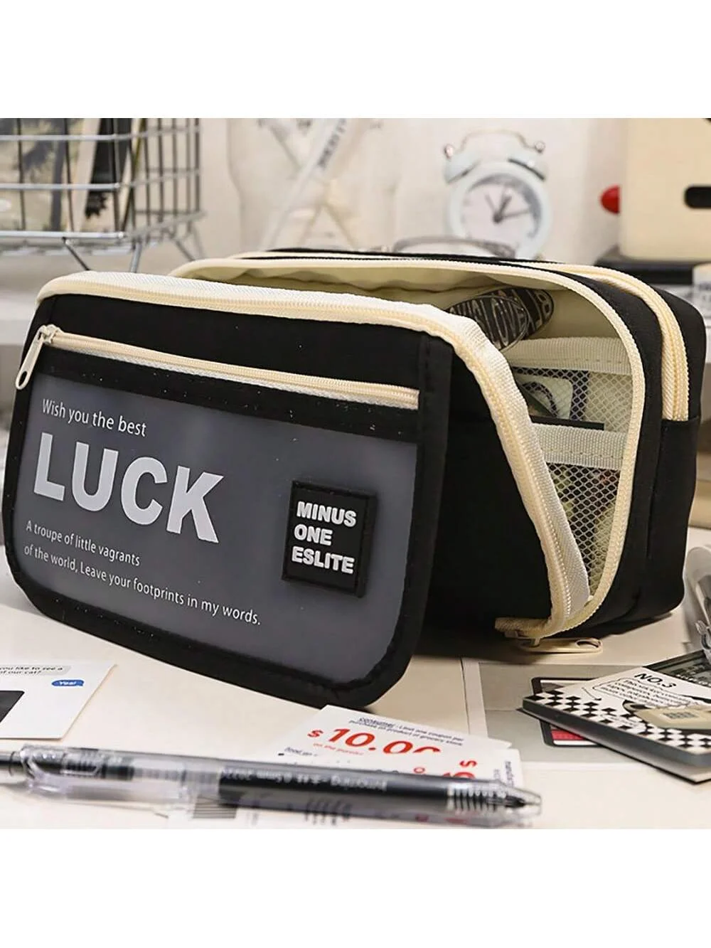 Premium Jumbo Size Flip Open Pencil Box Case - Large Capacity Student School College Stationery Organizer Holder Essential