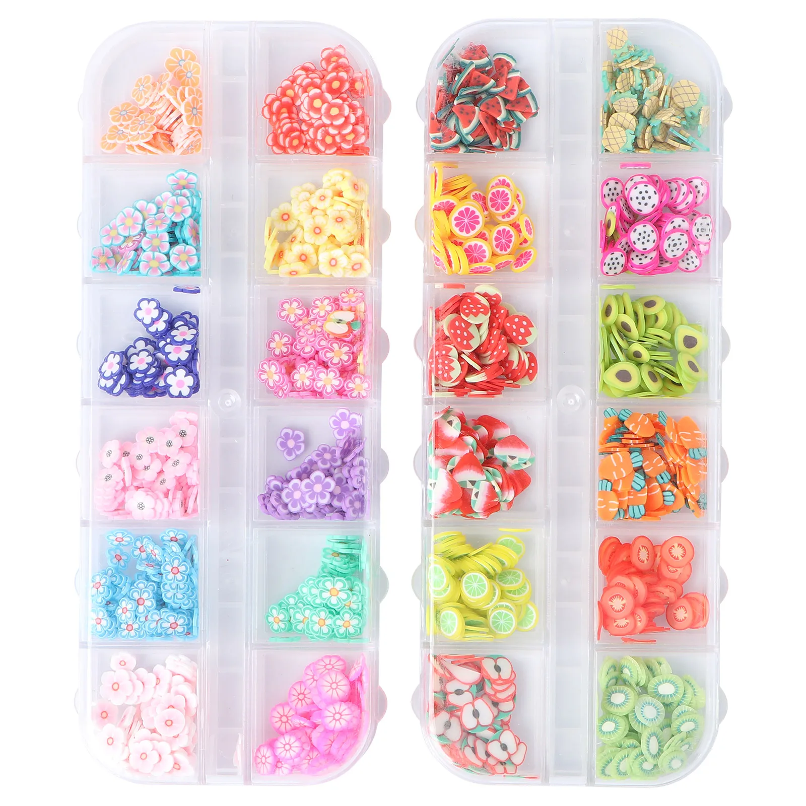

Crystal Mud Soft Ceramic Strips Polymer Clay Slices for Nail Art 2 Boxes Flowers Fruit Durable Safe Decor Manicure Home Use Nail