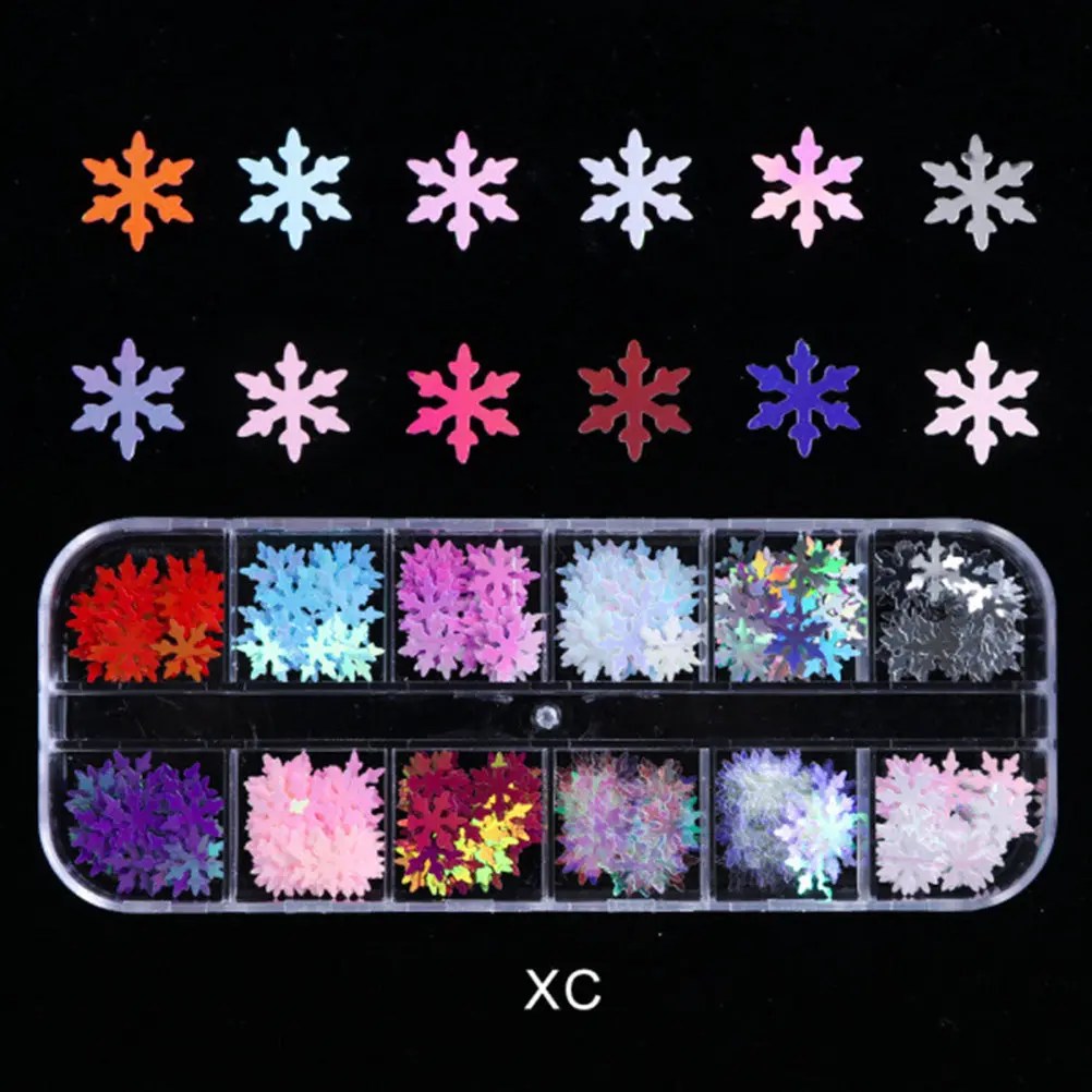 

3 Boxes Snowflake Nail Chips Decor Christmas Decoration Nails Decorations Holographic Sequins Art Stickers Holiday