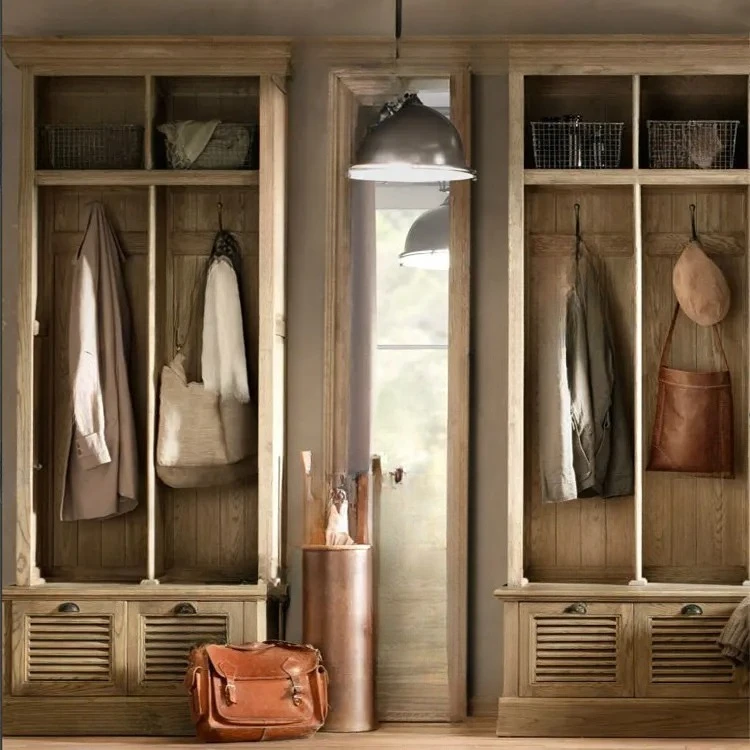 N  Antique Wardrobe Solid Wood Oak  Small Apartment  Two-door Wardrobe Villa Club Model Room Furniture