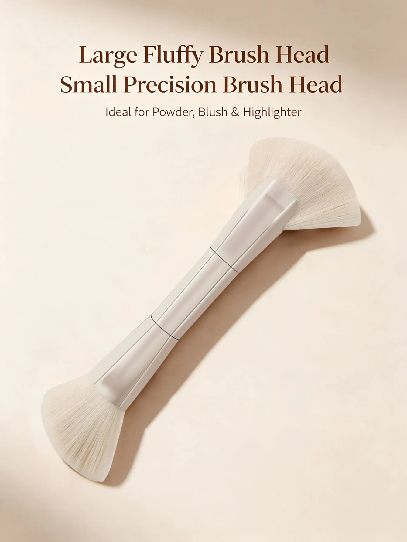 Brocha de maquillaje profesional de doble punta, color oro rosa, ideal para aplicar bronceador, colorete, polvos y maquillaje en crema. Herramienta de belleza para el rostro.