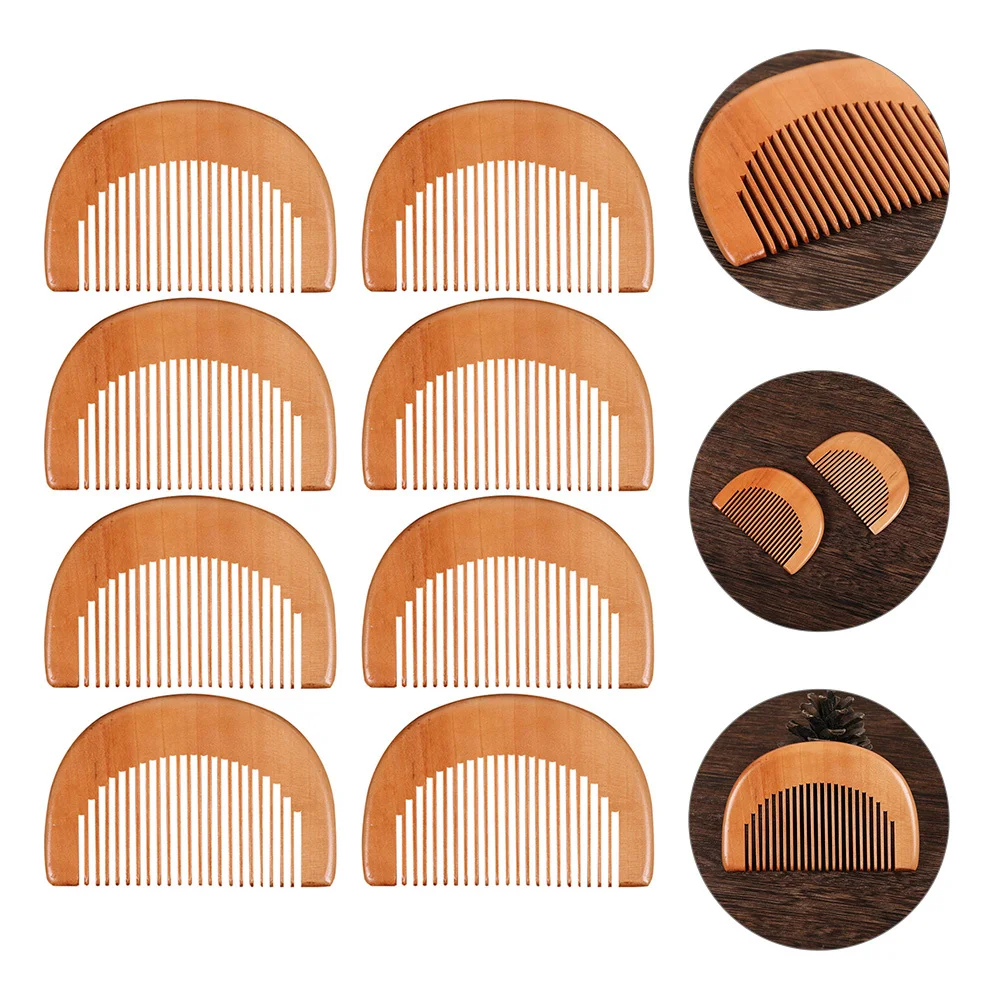 8 قطعة أمشاط خشبية مضادة للكهرباء الساكنة المحمولة تصفيف الشعر مدلك فروة الرأس دائم المنزل السفر استخدام مشط فروة الرأس ، أمشاط تدليك #5