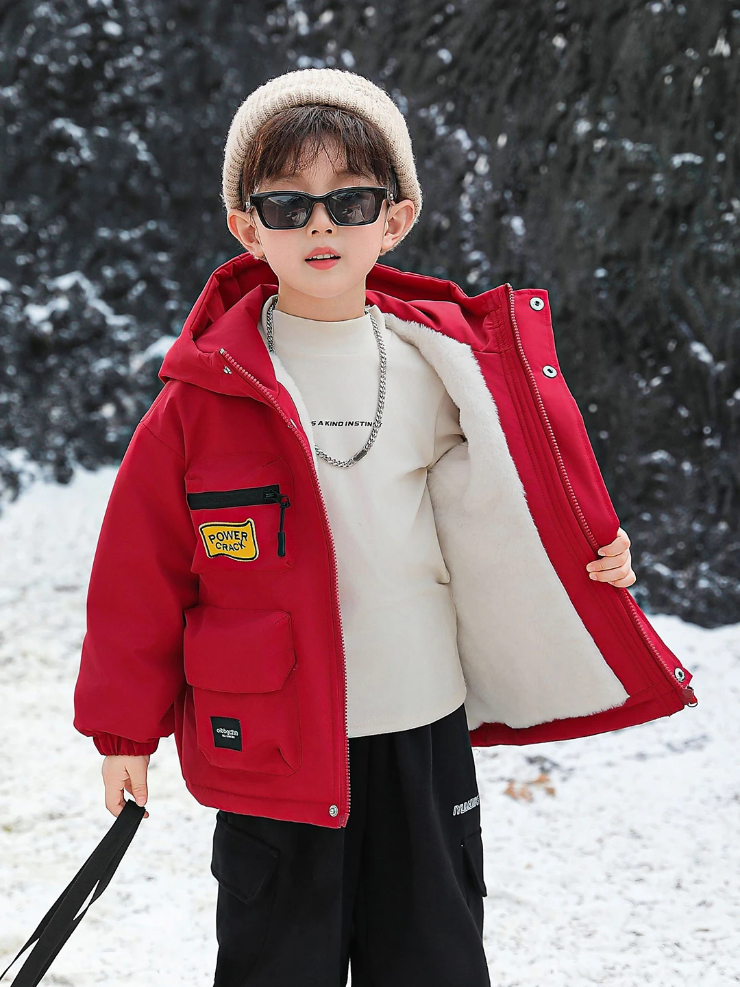 

Утепленная хлопковая куртка с капюшоном для мальчиков, зимняя теплая куртка с флисовой подкладкой, 3D-дизайн, модная молодежная повседневная куртка с длинными рукавами на молнии