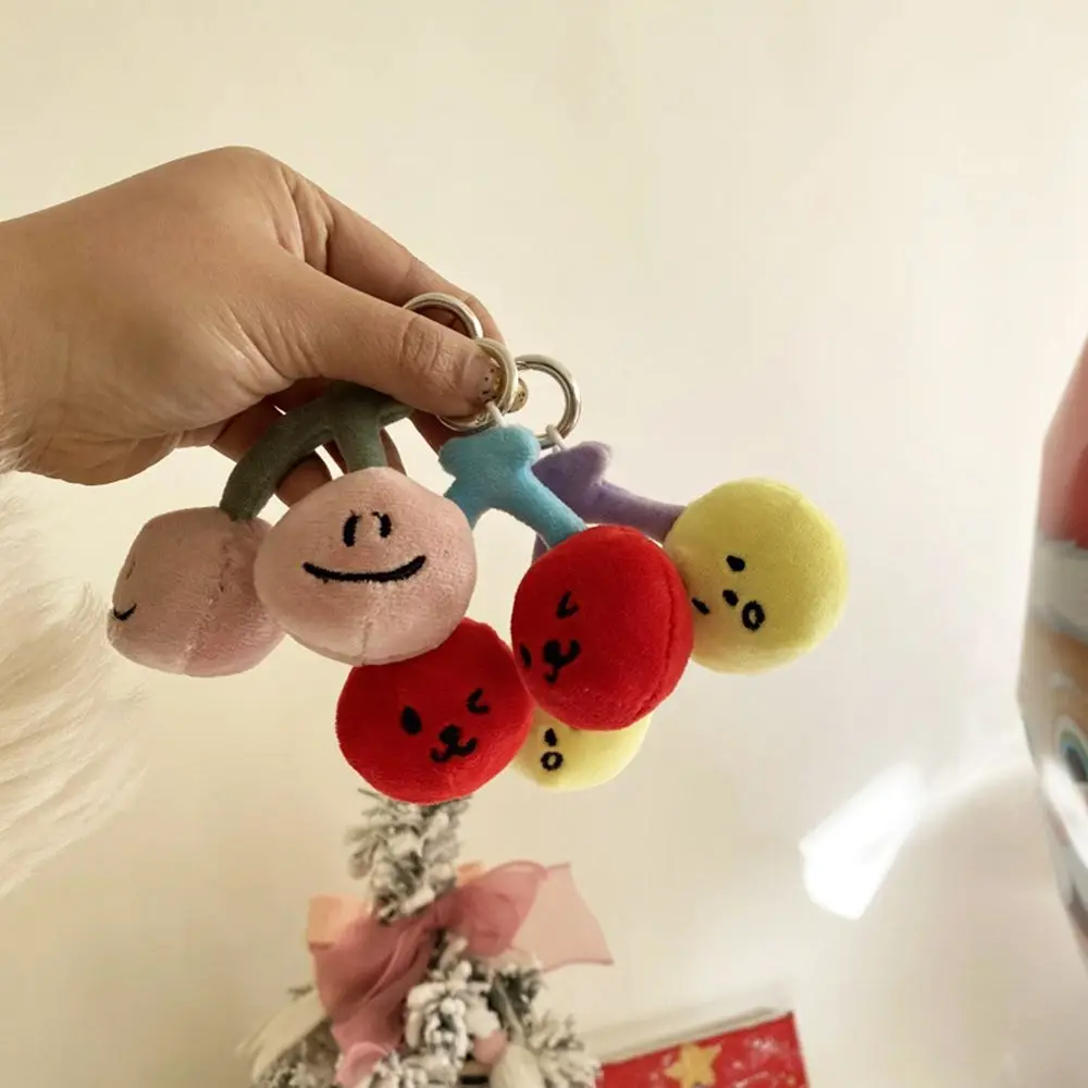 

Key Ring Ornaments Stuffed Toy Pendant Korean Style Key Buckle Cherry Expression Pendant Women Key Holder Plush Doll Key Chain