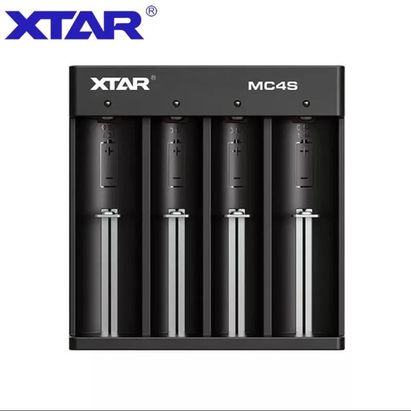 XTAR MC4S Charger USB Type-C Input Li-ion Ni-MH DC 5V 0.5A TC/CC/CV 14500 14650 Battery Charger 4-slot Charger Fast Charging