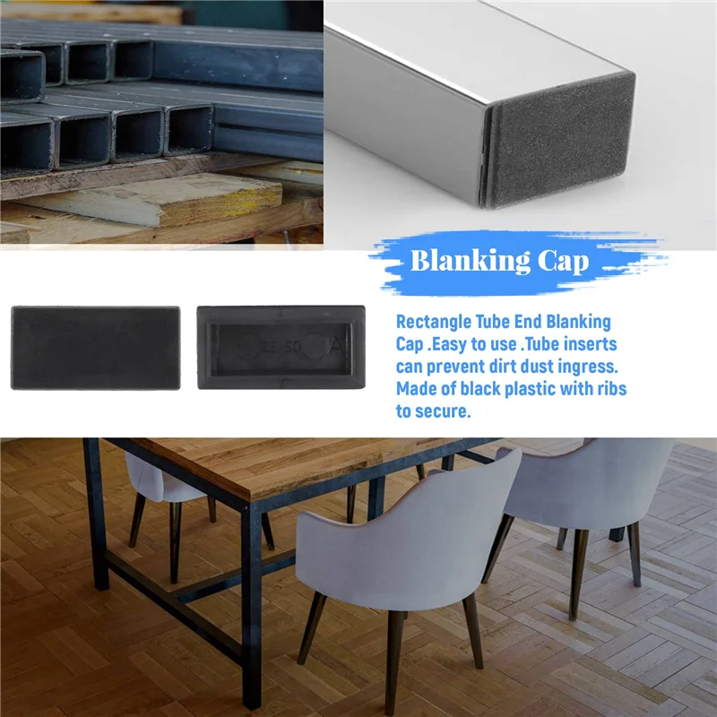 

Plastic Rectangle Tube Inserts End Blanking Cap 25X50mm 10 Pcs Black-B61B