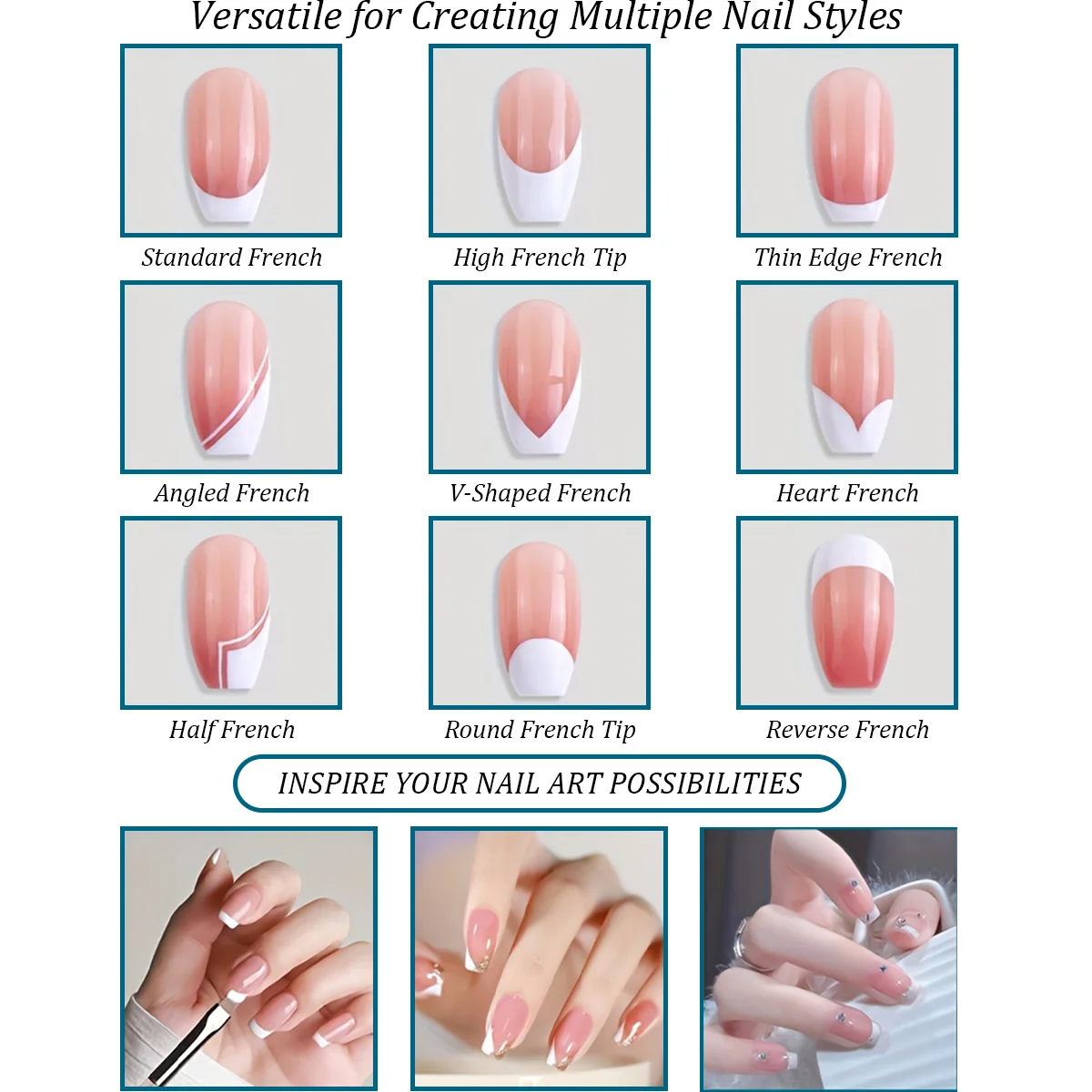 1/2/3-teiliges Halbmond-Winkelpinsel-Set für French Manicure, Gel-Lack-Verlauf, French Manicure mit dünnen Linien & Detailzeichnung – Detail 2