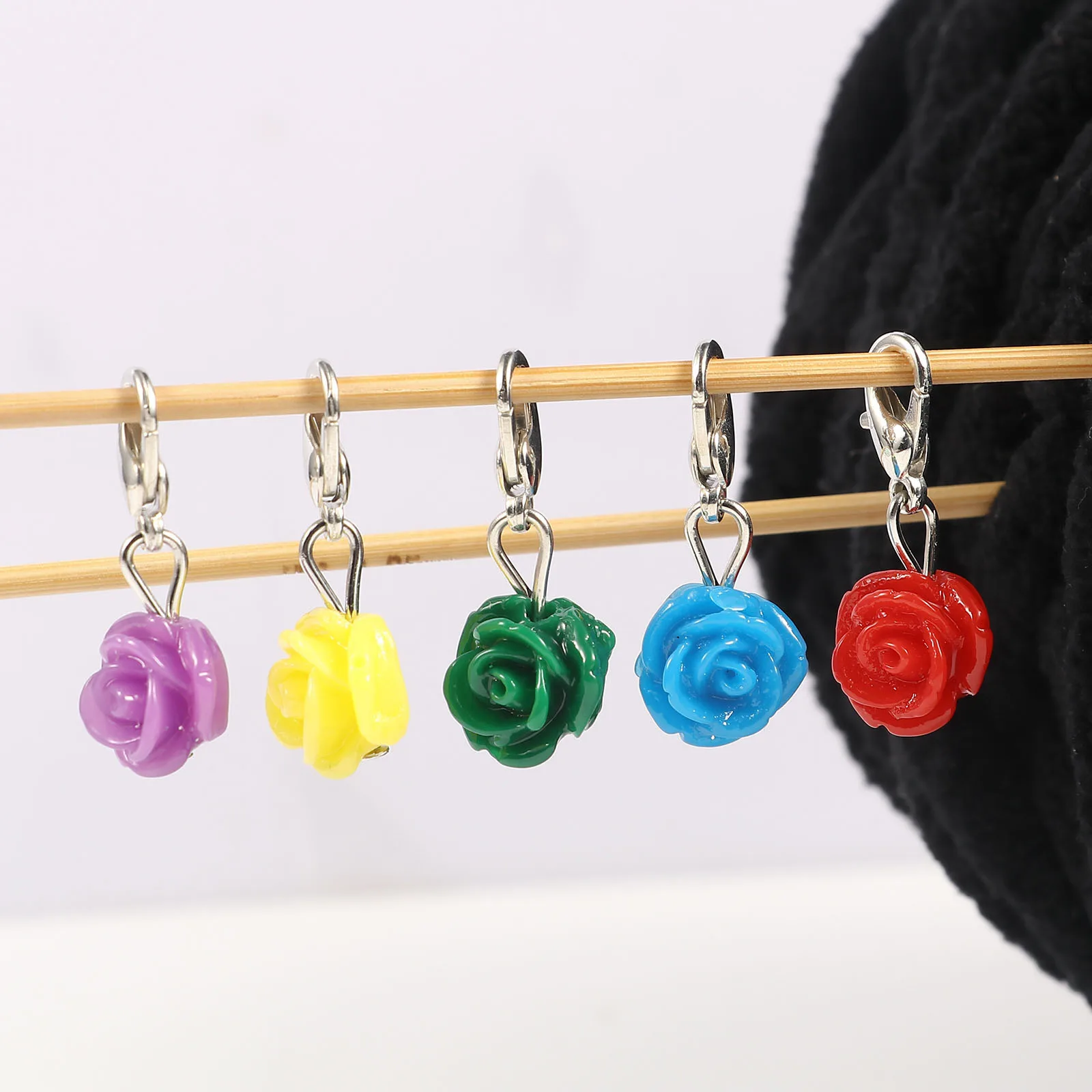 1 Set Heart Beads Rose Flower Locking Stitch Markers Crochet Latch For DIY Craft Marker Kits Needle Clip Knitting Tools Random