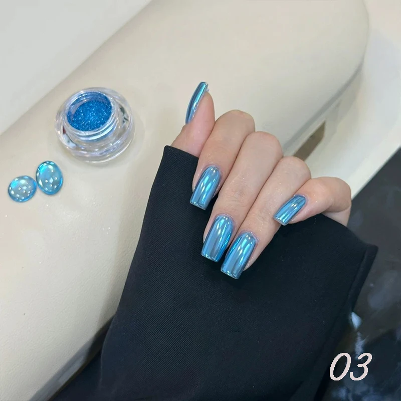 Superhelder Purple Blue Series Magic Mirror nagelpoeder - Anti-melt langdurige nagelkunst, paarsblauw gekleurde metallic glitter