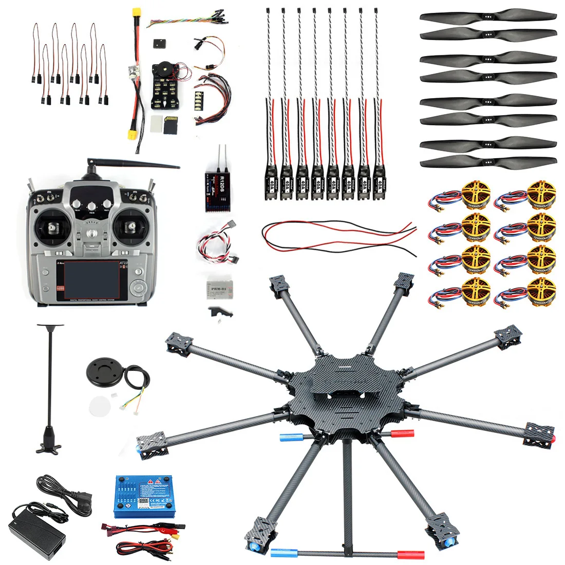 DIY T1050 карбоновая рамка 8-осевой складной Дрон с контроллером полета APM/PIX TX18S Lite передатчик