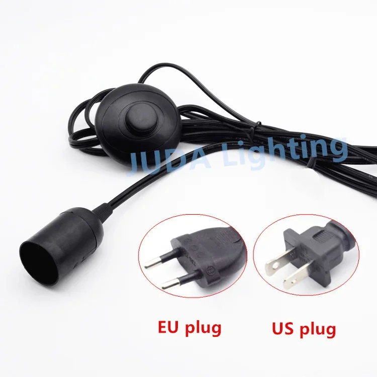 E27 E26 socket lamp holder with Foot switch power cord 1.8m cable and EU US plug  2-pin plug for floor lamp lighting accessories